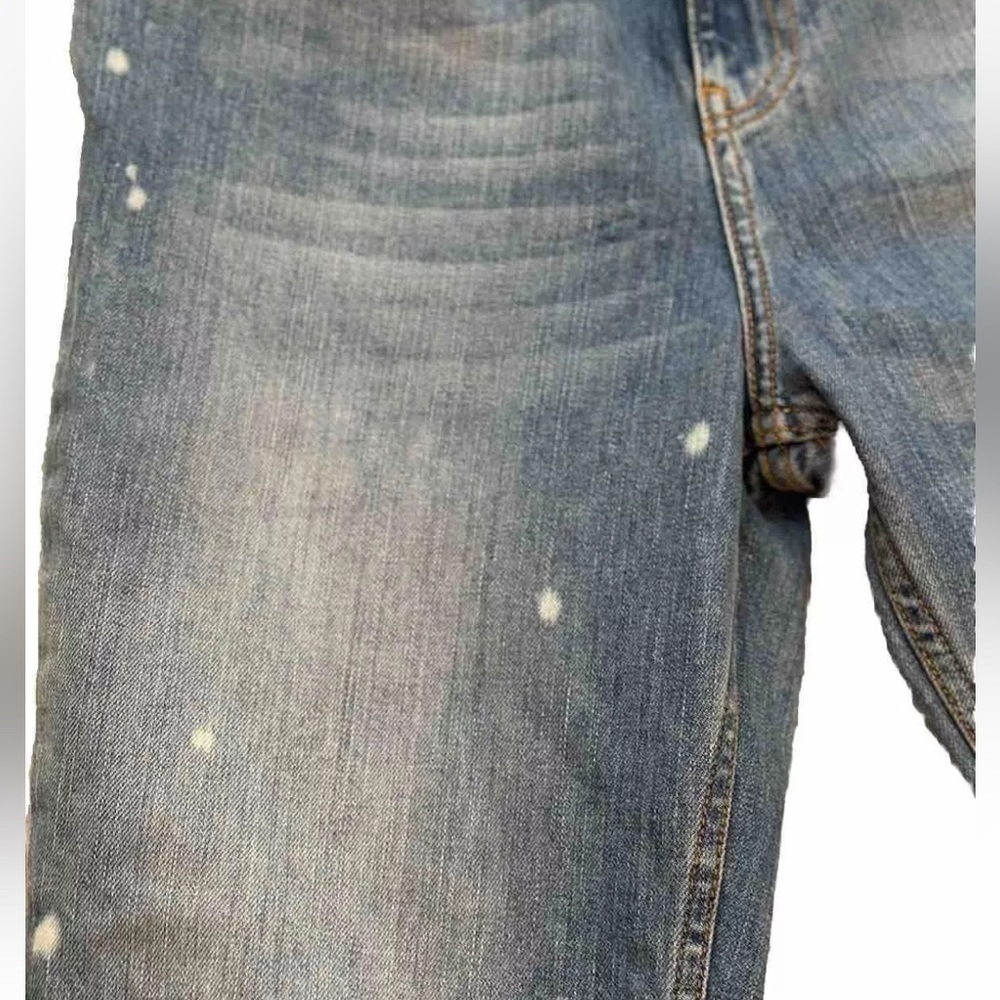Free People Jeans Raw Waistband Bleach Spot Mid Rise Crop Bootcut Size 27 - Picture 4 of 11